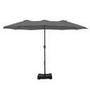 15 ft. Market Patio Umbrella 2-Side in Gray with Base and Sandbags