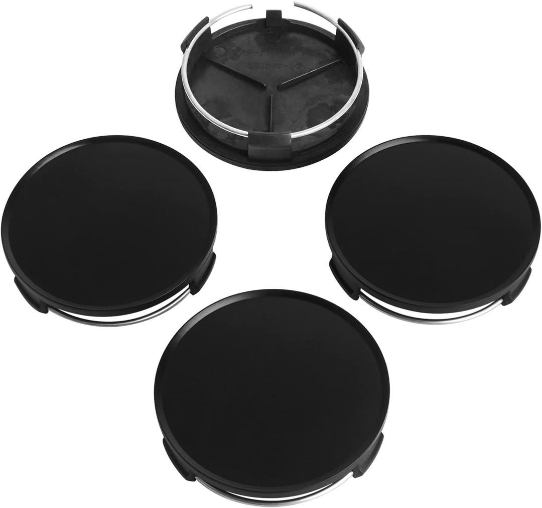 KitsPro 2.9Inch 75MM Wheel Center Caps, Pack of 4 (Matte Black, Outer 75MM, Inner 73MM)
