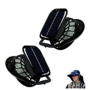 2Pack Solar Powered Fan Removable for Hats Accessories, Portable Mini Fan with Dual Charging 3-Speed Rechargeable Cooling for Baseball, Fishing Hats