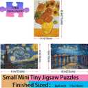 Small Jigsaw Puzzles for Adults Challenging Puzzle Small Puzzles Mini Jigsaw Puzzles for Adults 150 Pieces Starry Night Rhone River Sunflower 6 x 4 Inches,3 Pack,Mini Easel Included (Van Gogh 01)
