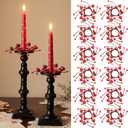 Canlierr 12 Pcs Valentines Taper Candle Rings Wreaths Decorations 1.77 Inch Mini Red Heart Taper Candleholder Wreaths for Valentines Holiday Wedding Home Table Centerpiece Candlesticks Decor