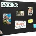 Large Bulletin Board, 48 X 36 inches Felt Board Notice Pin Board, 4' x 3'Cork Board Alternative for Wall, Self-Adhesive Vision Board Mood Board Foldable Photo Board with 30 Pushpin (Black) (48 x 36inches)