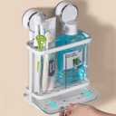 Toothbrush Holders Wall Mounted for Bathrooms, Suction Cup Electric Tooth Brush and Toothpaste Organizer Razor Holder for Shower, Countertop, Vanity, Clear