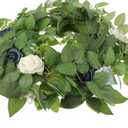 CHILDWEET Artificial Flower Garland Rose Vine with Blue Faux Roses Hanging Wedding Floral Vines Garland for Outdoor Party Table Decor and Anniversary Celebration