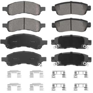 ILONPA Front Rear Semi-metal Disc Brake Pads Set for Buick Enclave 08-17, Rainier 06-07, for GMC Acadia 07-16, Envoy 06-09, for Traverse 09-17, for Saturn Outlook 07-10, 8PCS(With Hardware)