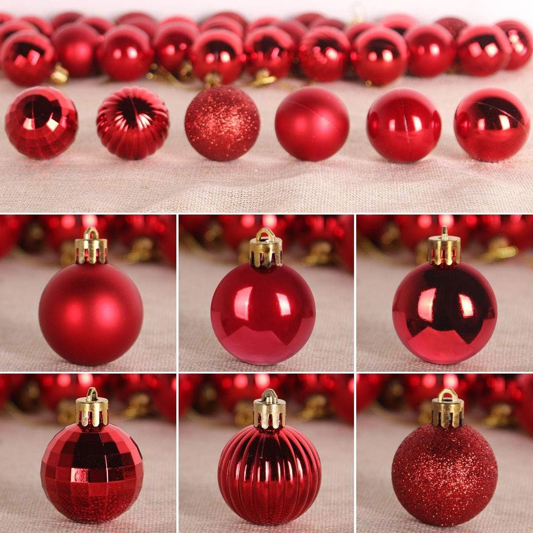GameXcel Christmas Balls Ornaments for Xmas Tree - Shatterproof Christmas Tree Decorations Small Hanging Ball Red 1.6 Inch x 36 Pack