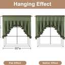 Likiyol Linen Valances for Windows Farmhouse Ruffle Swag Valance Rustic Country Window Valances Light Filtering Kitchen Curtains Rod Pocket Valance Curtains for Bathroom Cafe, Green, 60" W x 36" L