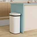 13 Gallon 50 Liter Garbage Can Kitchen Trash Can with Lid Automatic Sensor Touch Free Stainless Steel Waste Bin for Bathroom Bedroom Home Office,White