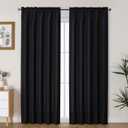 Lecloud Bessie Faux Linen Black Curtains 2 Panels 84 Inches Long, Airy Light Filtering Privacy Drapes with Rod Pocket for Bedroom Dining Room Window Treatments for Daily Home Use, Each 50" W x 84" L