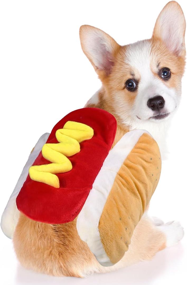 Dog Hot Dog Costume, Dog Halloween Costumes Funny Pet Hot Dog Costume for XS Small Medium Dogs Cats Pets (Small)
