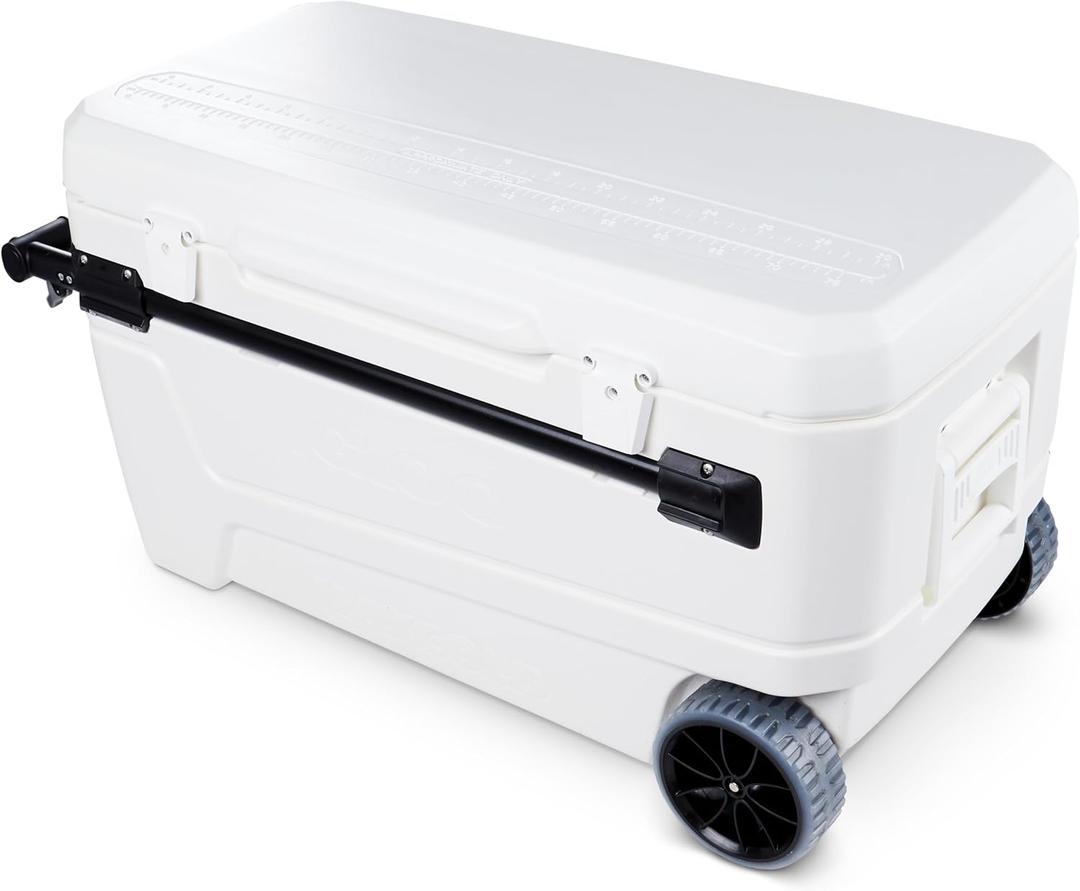 Igloo Maxcold Glide 110Qt Wheeled Cooler | Insulated Hard Shell Ice Chest (White 168-Can)