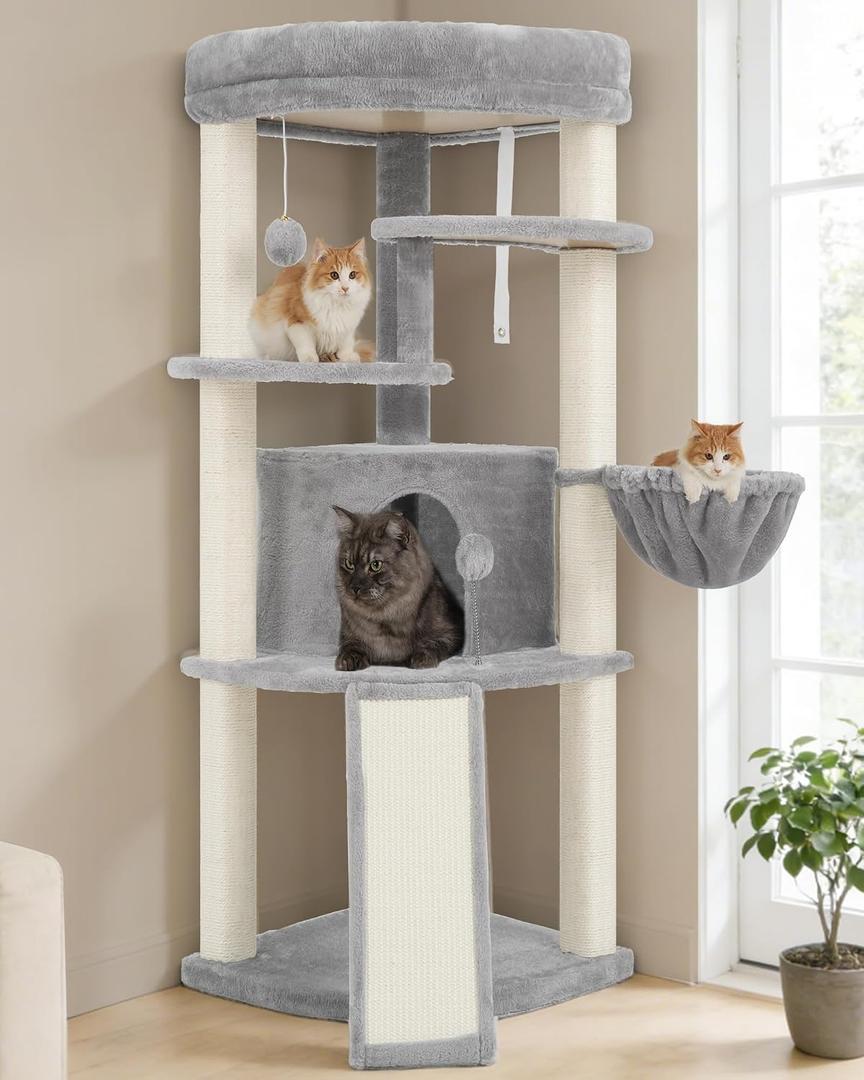 Gitelsnour Corner Cat Tree Tower with All Sisal Scratching Posts GCT025W