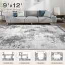 Washable Rug 9x12 Area Rugs for Living Room: Modern Abstract Neutral Soft Carpet for Bedroom Dining Room Under Kitchen Table Home Office Decor - Grey