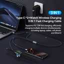 72W Super Fast Charging 3-in-1 Multi Charging Cable, Dual USB-C Ports for iWatch Ultra/SE/10-1/iPhone 17/16/15 Pro, Multi Charger for Apple Watch, Galaxy Phone Travel Essentials