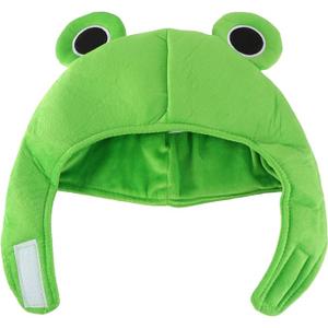 Plush Frog Hat with Ears for Winter and Cosplay, Fuzzy Full Headgear for Parties and Halloween Costume, Green Adult Trapper Hat