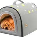 Jiupety Indoor Dog House, 2 in 1 Portable Foldable House Bed with Cover, Pet Tent & Cave Bed for Small Medium Dog, L(21"17"15"), Up to 16 Lb, Grey