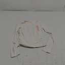 QINSEN Womens Crewneck Long Sleeve Shirt Double Lined Basic Tees Side Ruched Going Out Crop Tops (Small, White)