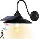 PPQ Solar Barn Light w/ 3 Modes,10000h Lifespan Solar Powered Wall Light 18H/7W Outdoor Waterproof for Shed Porch Garage Farmhouse Chicken Coop, Motion Sensor Auto On/Off, Vintage Gooseneck