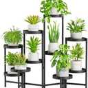 iDavosic.ly Plant Stand Indoor Outdoor, 10 Tier Corner Metal Flower Display Holder Shelf, Folding Tall Orchid Rack for Patio Balcony Porch Garden Living Room House, Black