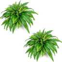 2-Pack 42" Fake Ferns for Outdoor Planter 79 Fronds Large Artificial Boston Fern Bush, Faux Hanging Baskets Plants Indoor 28" Tall Home Office Garden Porch Decor