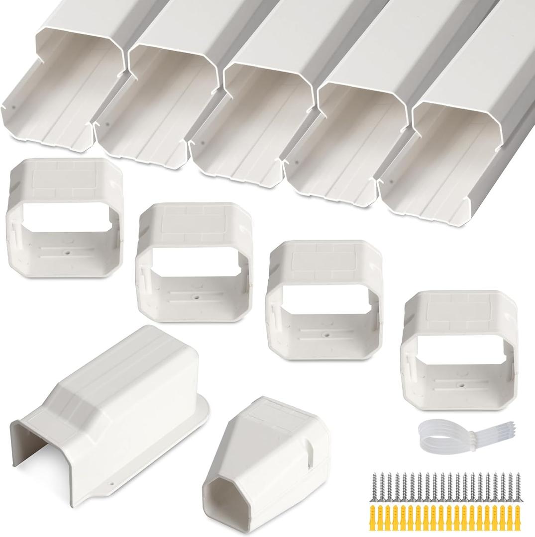 3" 7.5Ft Mini Split Line Set Cover,Plastic Line Kit for Outside Units, Mini Split Air Conditioner, Central AC and Heat Pump