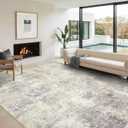 Washable Area Rug Living Room Rugs 8X10 - Neutral Modern Abstract Rugs Soft Carpet with Non Slip Backing for Under Dining Room Table, Bedroom, Home, Office, Brown Grey
