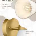 Modern Wall Sconce Set of 2, HWH 2-Light Up Down Wall Light Indoor Vanity Wall Lamp, Brushed Gold Bathroom Vanity Sconce Frosted White Striped Glass Shade, 5HZG97B-2W-2PK BG