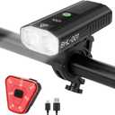 Bike Lights for Night Riding, 2000 High Lumens Super Bright LED Headlight and Back Taillight Set, 5+5 Modes USB-C Rechargeable Waterproof Bicycle Light Front and Rear for Road Mountain Urban Cycling
