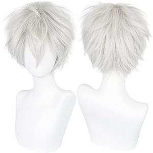 Amazon.com: ANOGOL Hair Cap+ Short White Wig for Men Silver White Men's Cosplay Wig Short Silver Mixed White Anime Wigs with Bangs Ivory Hair Straight Fluffy Silvery Halloween Wigs Christmas Party Costume : Clothing, Shoes & Jewelry