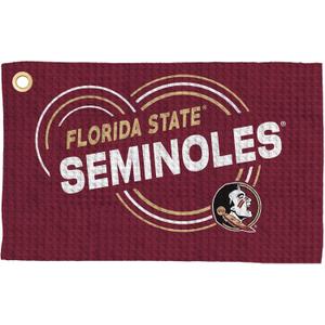 Northwest NCAA Florida State Seminoles Golf Towel, Official Licensed Microfiber Waffle Fabric, Absorbent 16x25 in Club Cleaning Accessory, Droplets Design