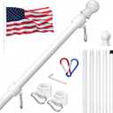 ZMTECH Flag Pole, 6 FT Stainless Steel Flag Poles for Outside House, Residential or Commerical, 1 Inch Tangle Free Flag Pole Kit for American Flag Porch/Boat(Without Bracket, Flag White)
