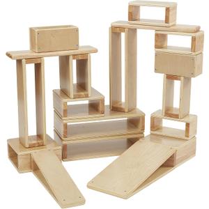 ECR4Kids Wooden Tunnels and Arches Stacking Playset, Montessori Toys, Natural, 18-Piece, 18 Piece Set - Large