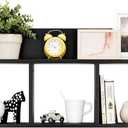 Danya B. Modern 3 Cube Floating Wall Shelf with Display Ledge - Easy to Hang Wall Mounted Triple Cubby Shelf (Black)