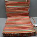 Outdoor 18 inch Square Patio Dining Chair Pads Comfortable Fiber-Filled Seat Cushions with Ties, Reversible Polyester Fabric - Watermelon Stripe, Set of 2