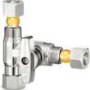 3/8" Brass Compression Angle Stop Valve, Water Line Splitter Connector Tee for Dishwasher, Commercial Sink Faucet, and Water Supply Line (Pack of 1)