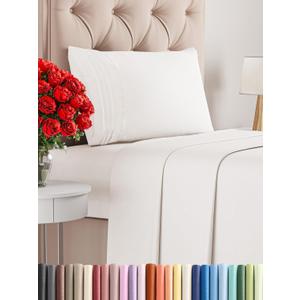 Twin Size 3 Piece Sheet Set - Comfy Breathable & Cooling Bed Sheets Set - Hotel Luxury Bedding for Women, Men, Kids, Teens, Boys & Girls - Deep Pockets, Soft, Wrinkle Free - Oeko-Tex - Antique White