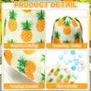 Sweetude 24 Pcs Hawaiian Party Decorations 5 x 7 Inch Pineapple Gift Bags Luau Party Small Pineapple Candy Bags Summer Tropical Fruit Goodies Package for Hawaiian Pool Beach Birthday Favor Supplies
