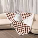 Waterproof Pet Blanket,Dog Bed Covers Small Throw for Puppy Cats Stylish Jacquard Pets Couch Sofa Furniture Protection Washable Reversible Covers (Coffee Check,XS)