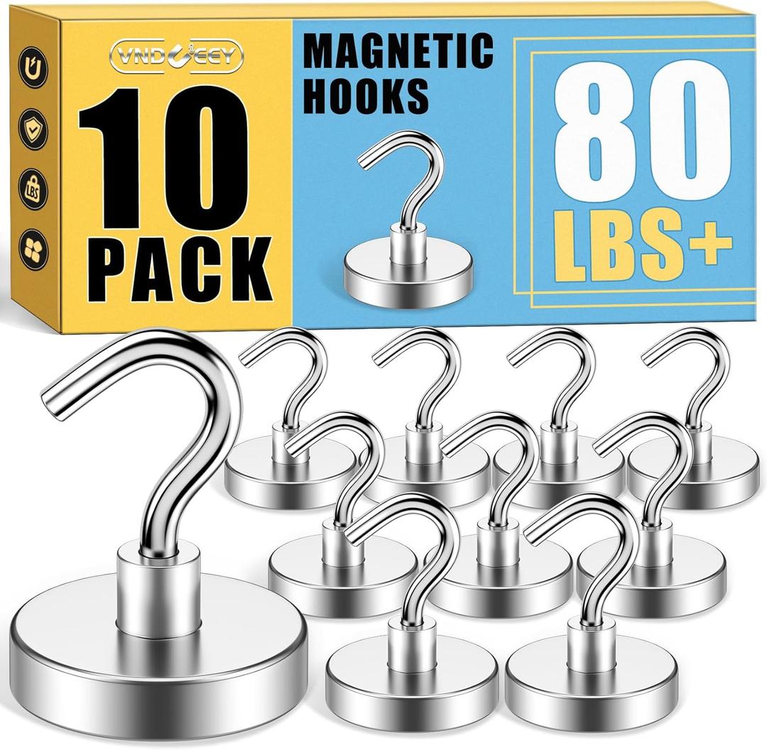 Magnetic Hooks, 80LBS Heavy Duty Magnetic Hooks for Cruise Cabins, Metal Hooks for Cruise Ship Walls, Refrigerator, Classroom, Grills, Extra Strong Cruise Magnet Hooks for Hanging, 20 Pack (Silver)