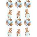 Lenwen 6 Sets Baby Letter Boxes Decorations Table Centerpieces for Baby Shower Gender Reveal,Bear Stuffed Animals Balloon with Stand Plush Toy Boxes for Birthday Party Wedding (Blue,Brown)