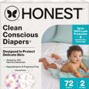 The Honest Company Comfort Dry Diapers, Hypoallergenic, FragranceFree, Sensitive Skin, Rose Blossom + Tutu Cute, Club Box Size 2 (12–18 lbs), 72 Count