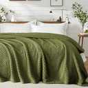 Exclusivo Mezcla King Size Fleece Blanket for Bed, Extra Soft Warm Decorative Fuzzy Blanket for Women, Lightweight Cozy Bedding Blankets, 90x104 Inches, Olive Green