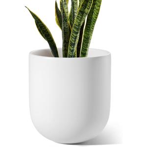 LE TAUCI 10 Inch Plant Pot, Ceramic Pots for Plants, White