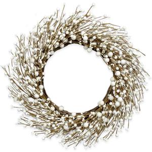 Yawwind 20 Inches White Winter Wreath Winter Wreaths for Front Door White Berry Wreath for Farmhouse Indoors Outside Kitchen Wall Porch Christmas Winter