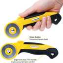 45mm Rotary Cutter with 9pcs Extra Blades Automatic Fabric Roller Cutter Perforator Crochet Edge Pinking Rotary Blades for Quilting, Sewing, Crafting