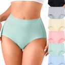 Annenmy High Waisted Panties Women's Cotton Underwear Full Coverage Briefs Soft Breathable Stretch Briefs Regular & Plus Size (Pink, XXL) 6-Pack
