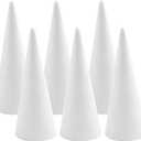 Crafjie Foam Cones for DIY Arts and Crafts (4.1 x 13.6 in, 6 Pack), White Polystyrene Christmas Tree Foam Cones Craft Supplies, for DIY Home Craft Project, Christmas Tree, Table Centerpiece