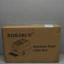 Stainless Steel Cat Litter Box with Lid, 180 Flip-Top XL Extra Large Enclosed Litter Box, Covered Metal High Sided Litter Pan with Steps & Scoop, Easy Cleaning, Odor Control, Non-Sticky-Grey