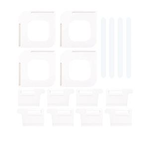 4pcs Open Corner Bed Sheet Holders with Lock Strips, Plastic Lock Bedding Blankets Protectors Set Universal Mattress Corner Tightener, Say Goodbye to Loose Sheets (White)