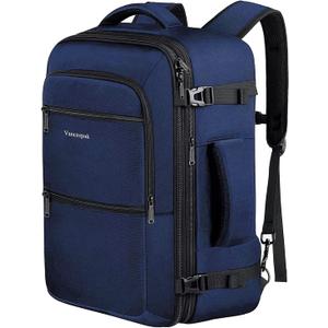 Vancropak Carry On Backpack, 45L Expandable Extra Large Travel Backpack, Flight Approved Water Resistant Luggage Suitcase Daypack, Lightweight Personal Business Weekender Bag for Men & Women, Blue